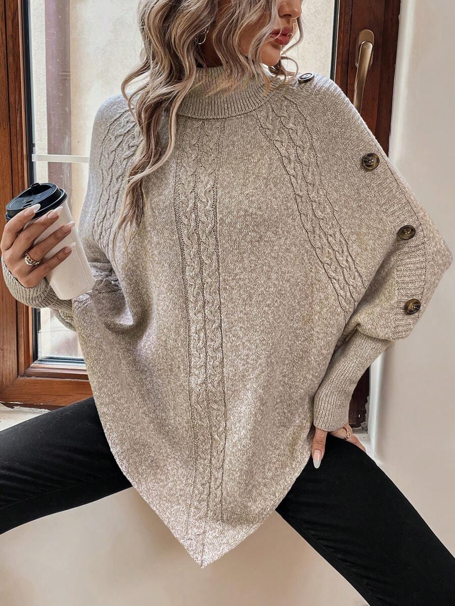 Pullover Damen mit Stehkragen und Knopfdetails | A&B - 6 - Annoboutique
