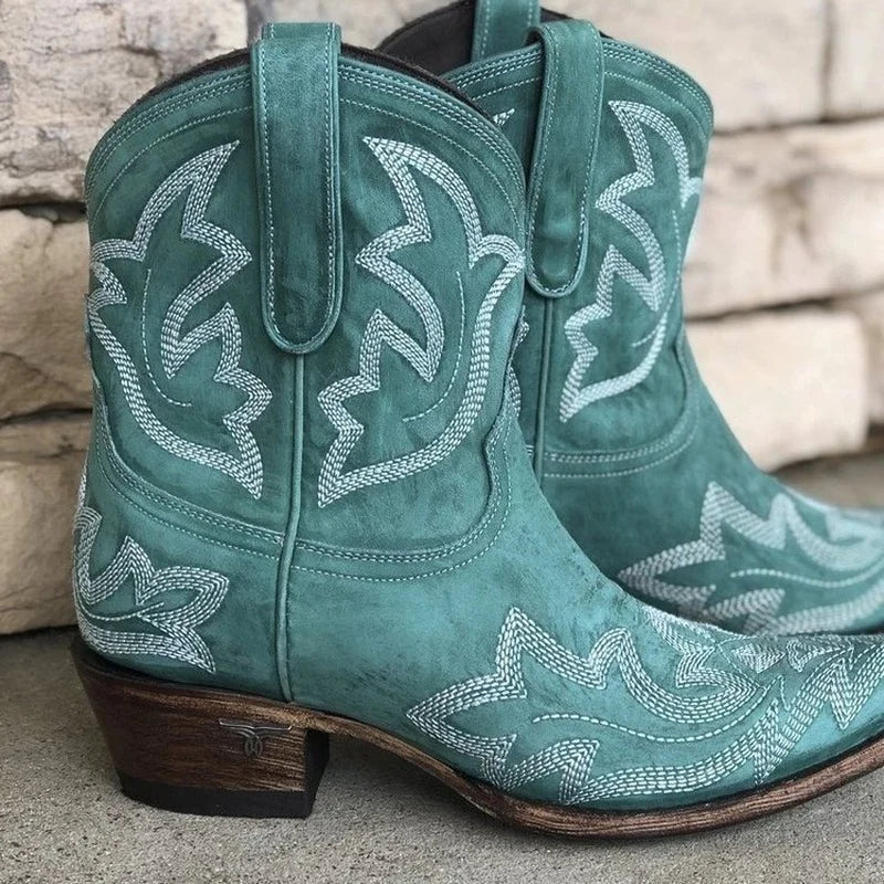 Damen Stiefeletten im Western-Stil mit geschwungenem Design | A&B - 3 - Annoboutique