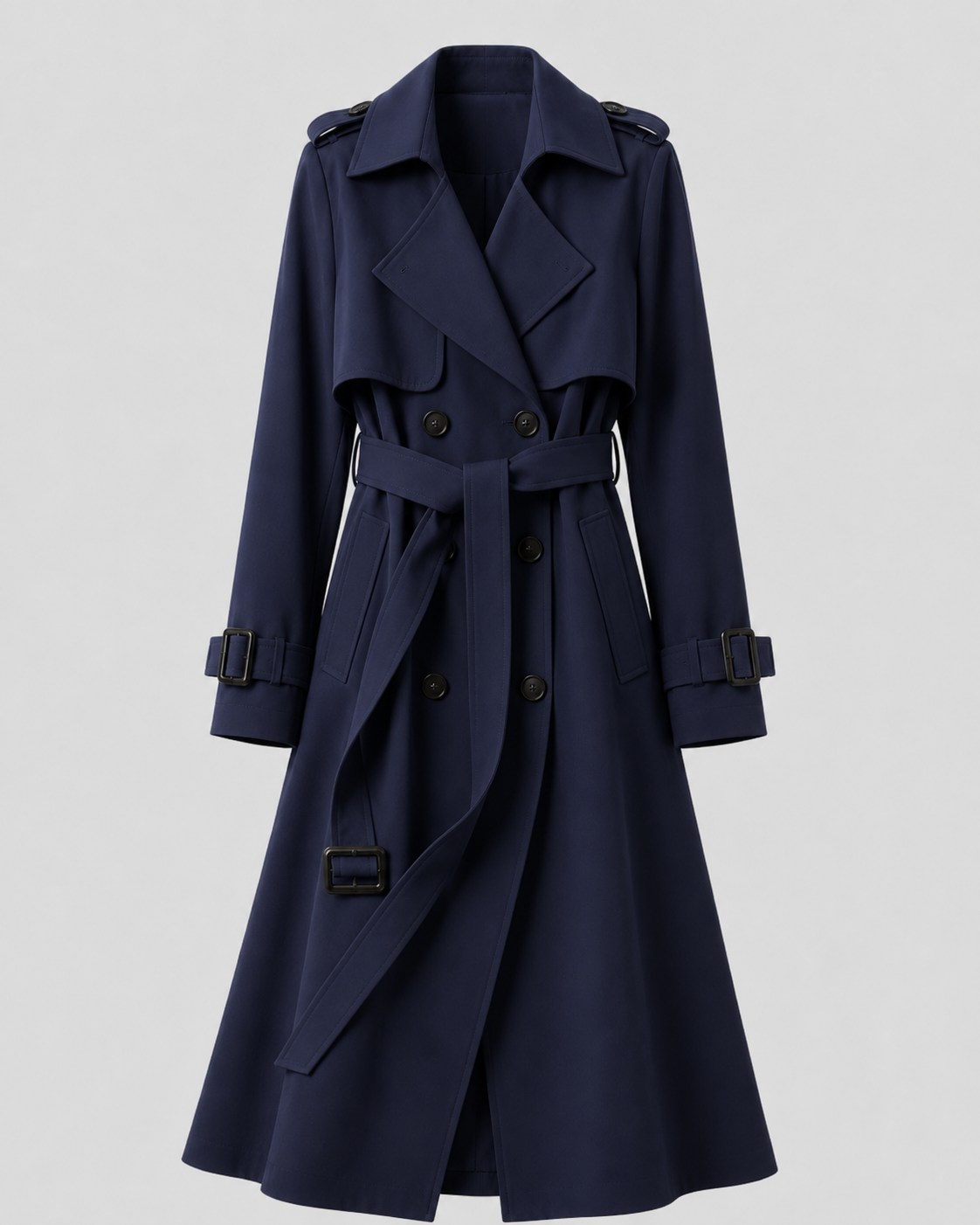 Trenchcoat Damen mit doppelter Knopfleiste und Taillengürtel | A&B - 8 - Annoboutique