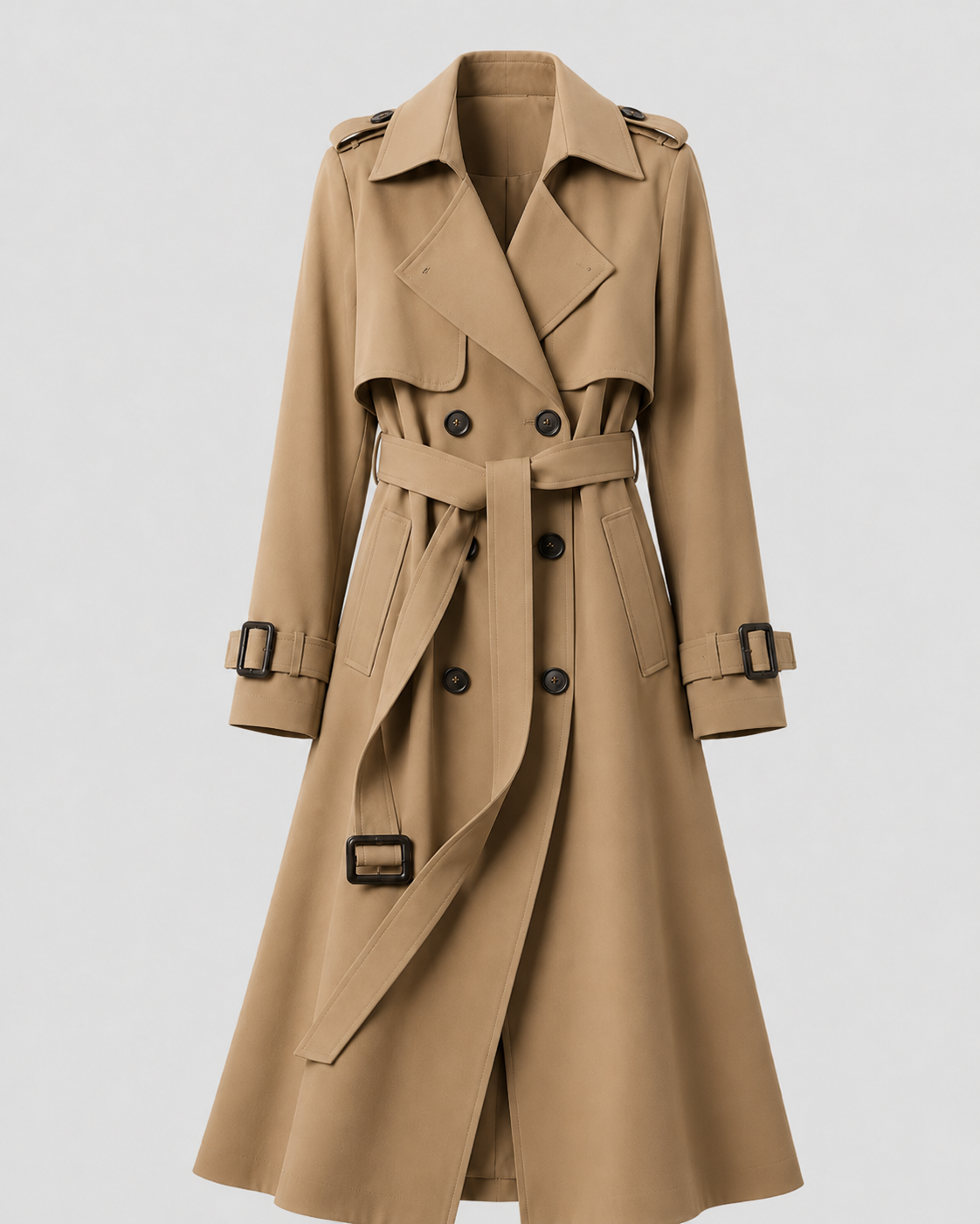 Trenchcoat Damen mit doppelter Knopfleiste und Taillengürtel | A&B - 9 - Annoboutique