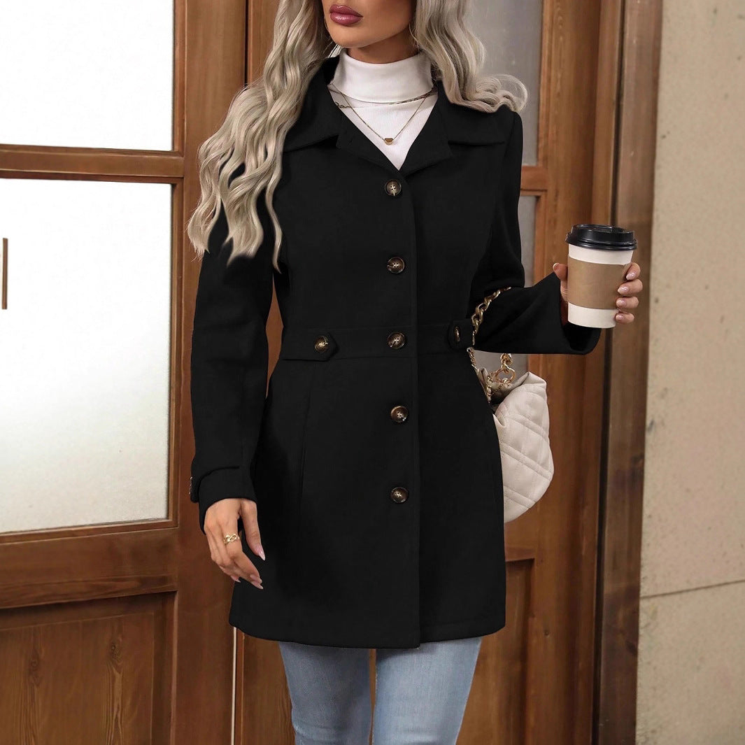 Damen Mantel mit tailliertem Schnitt und modischer Knopfleiste | A&B - 3 - Annoboutique