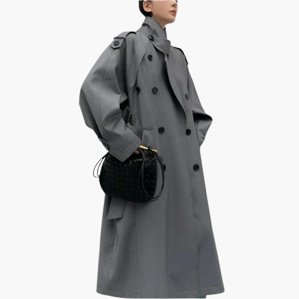 Trenchcoat Damen mit figurbetontem Schnitt und breitem Kragen | A&B - 3 - Annoboutique