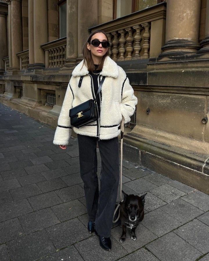 Damenjacke im Oversized-Stil mit weichem Kragen und lässigem Schnitt | A&B - 3 - Annoboutique