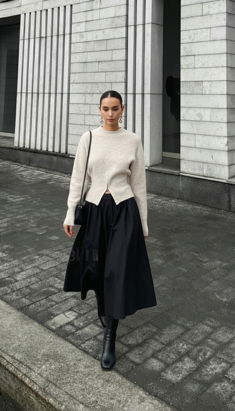 Pullover Damen mit lässigem Schnitt und Reißverschluss-Detail | A&B - 6 - Annoboutique