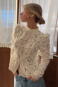 Bluse Damen mit hohem Kragen und detailreicher Knopfleiste | A&B - 1 - Annoboutique