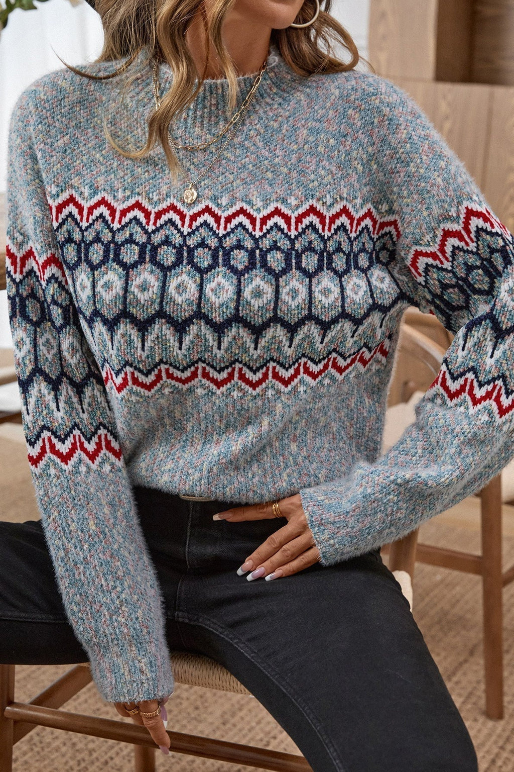 Pullover Damen mit modernem Muster und lässiger Passform | A&B - 4 - Annoboutique