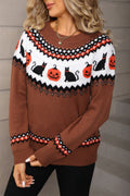 Pullover Damen mit Rundhalsausschnitt und Halloween-Motiv | A&B - 1 - Annoboutique