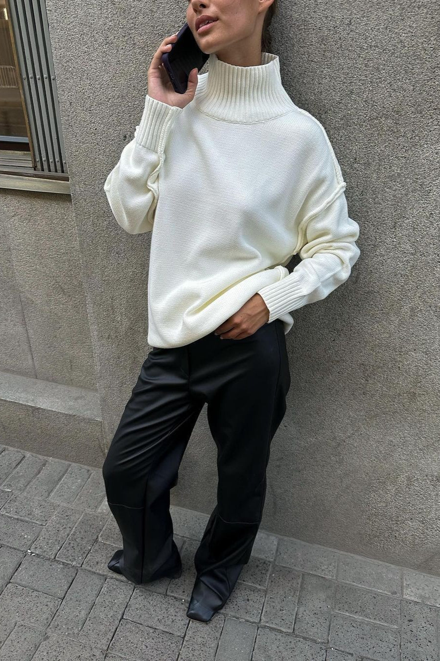 Pullover Damen mit modischem Stehkragen und lässigem Schnitt | A&B - 6 - Annoboutique