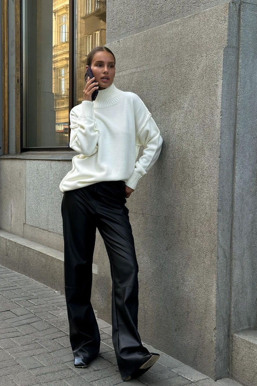 Pullover Damen mit modischem Stehkragen und lässigem Schnitt | A&B - 7 - Annoboutique