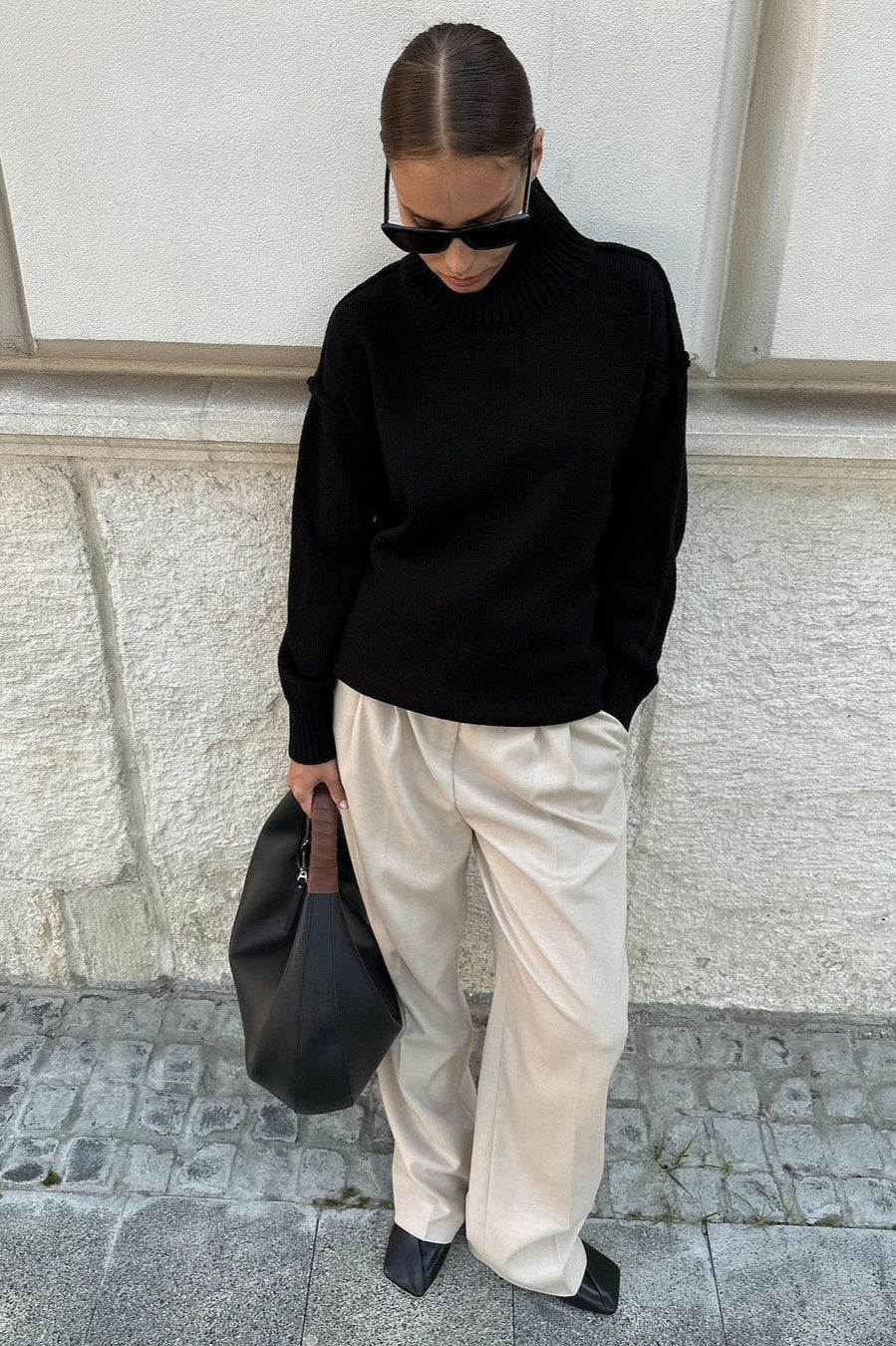 Pullover Damen mit modischem Stehkragen und lässigem Schnitt | A&B - 9 - Annoboutique