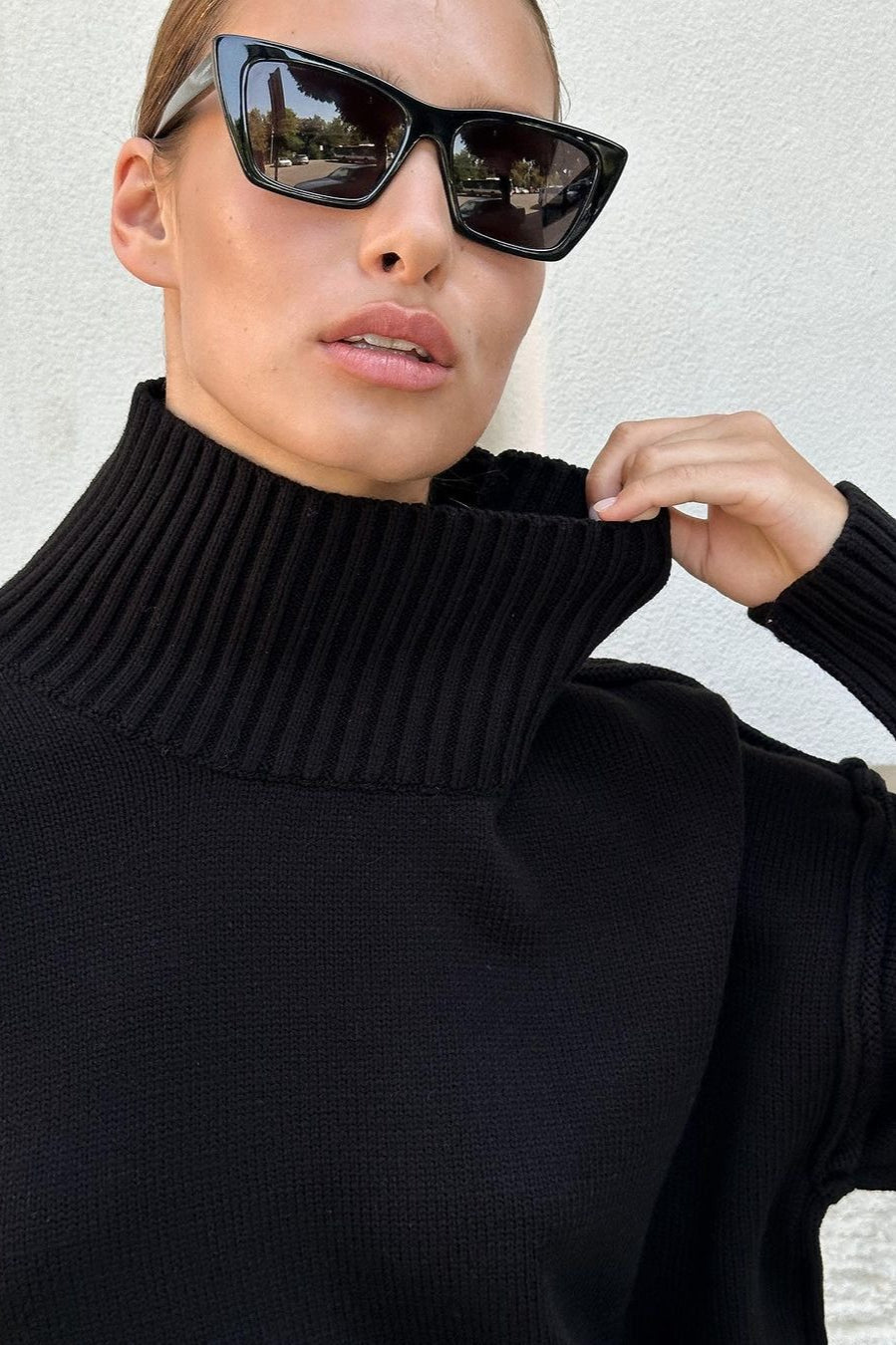 Pullover Damen mit modischem Stehkragen und lässigem Schnitt | A&B - 10 - Annoboutique