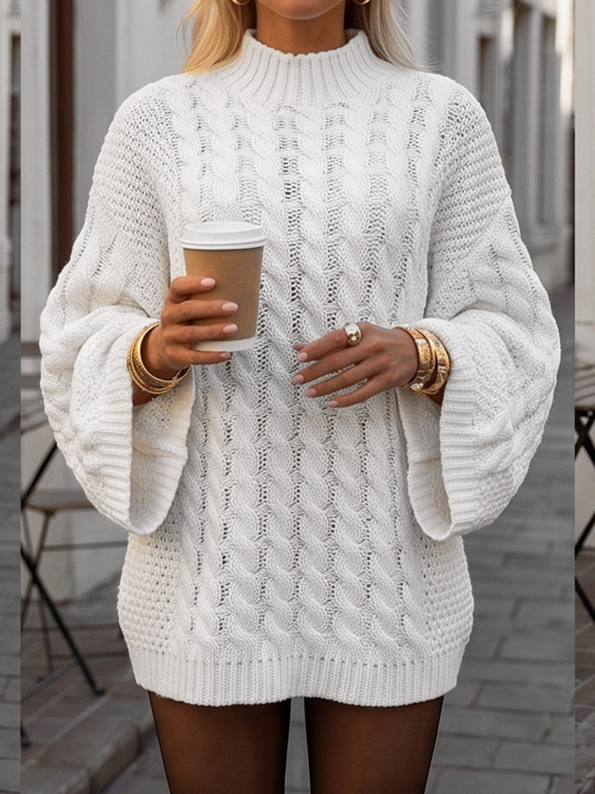 Pullover Damen mit hohem Kragen und weitem Schnitt | A&B - 3 - Annoboutique