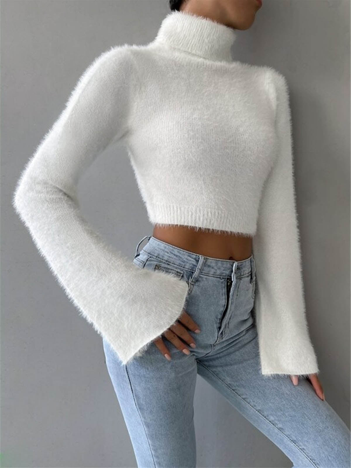 Pullover Damen mit hohem Kragen und weitem Schnitt | A&B - 2 - Annoboutique