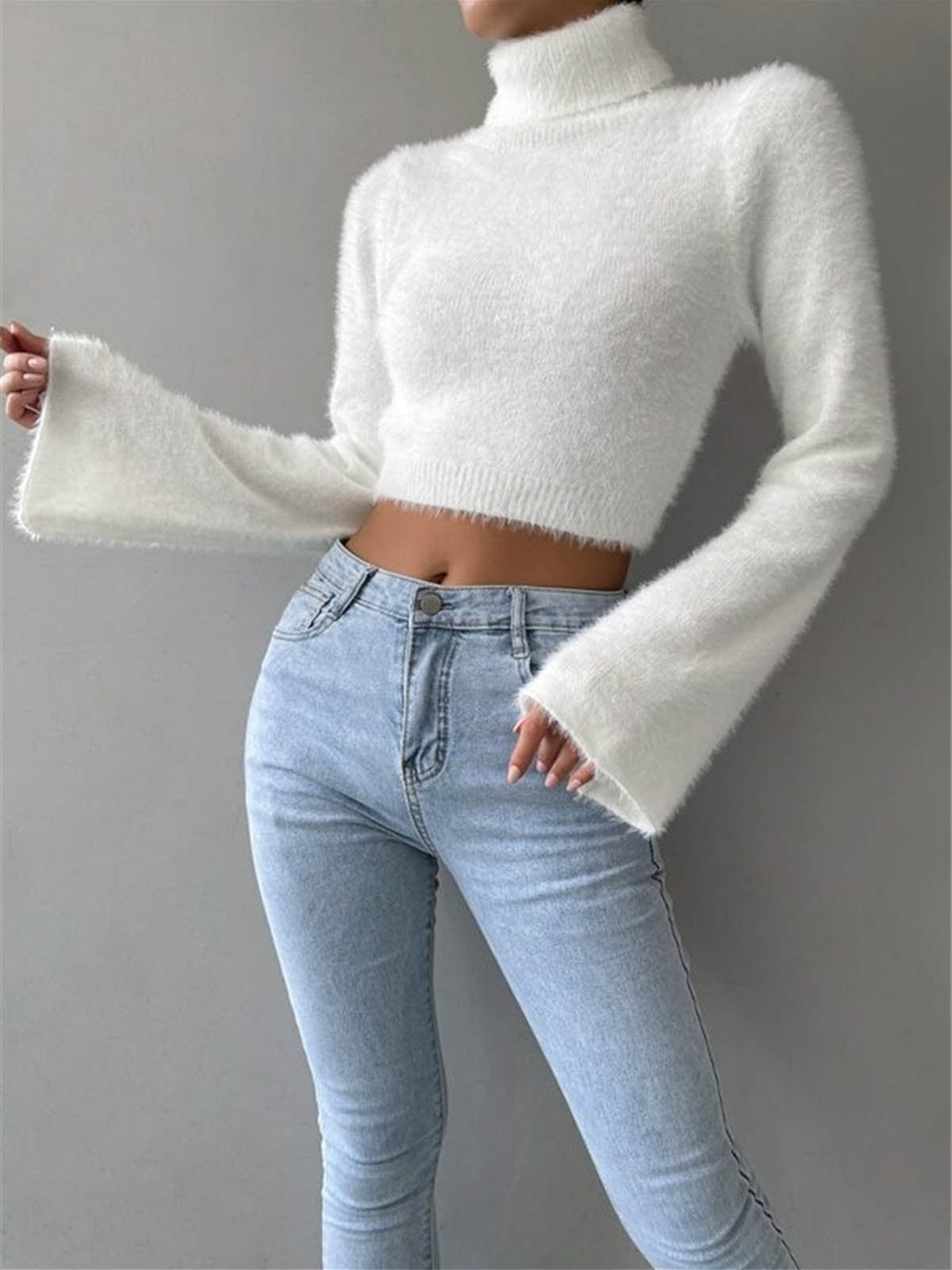 Pullover Damen mit hohem Kragen und weitem Schnitt | A&B - 3 - Annoboutique