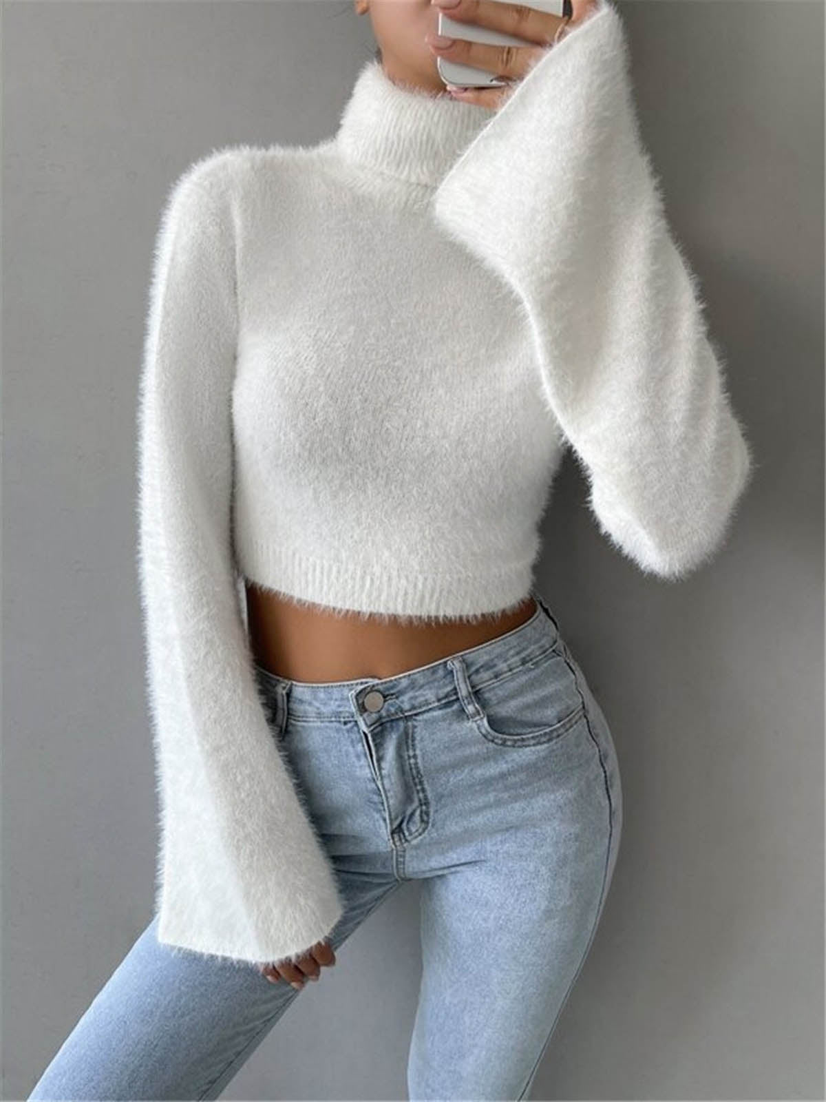 Pullover Damen mit hohem Kragen und weitem Schnitt | A&B - 4 - Annoboutique