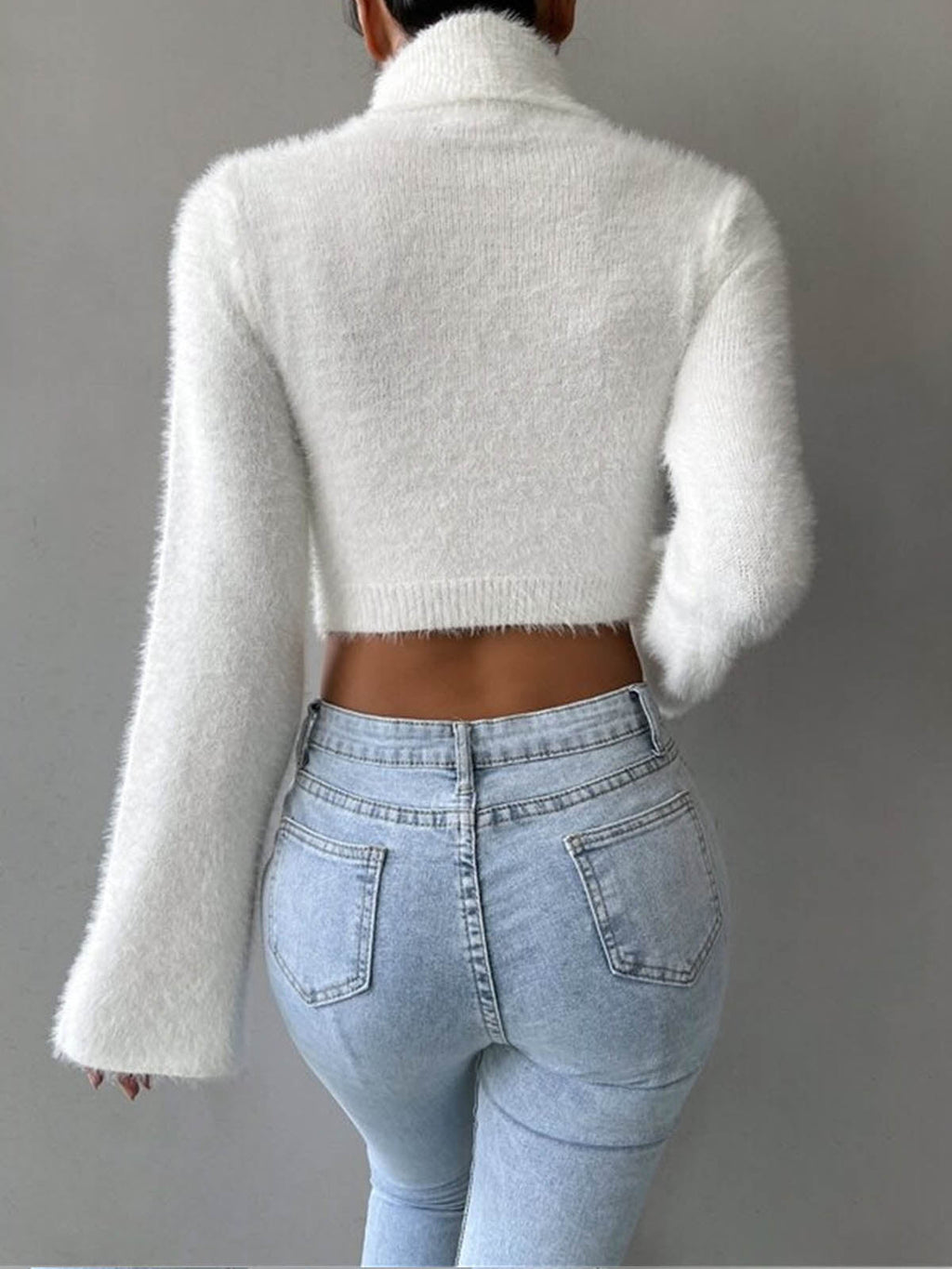 Pullover Damen mit hohem Kragen und weitem Schnitt | A&B - 5 - Annoboutique