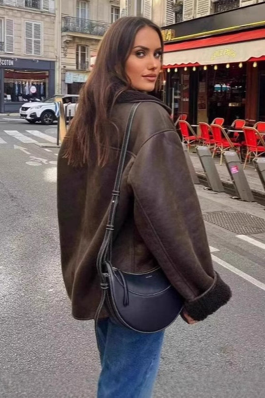 Damen Jacke mit breitem Revers und Knopfverschluss | A&B - 3 - Annoboutique