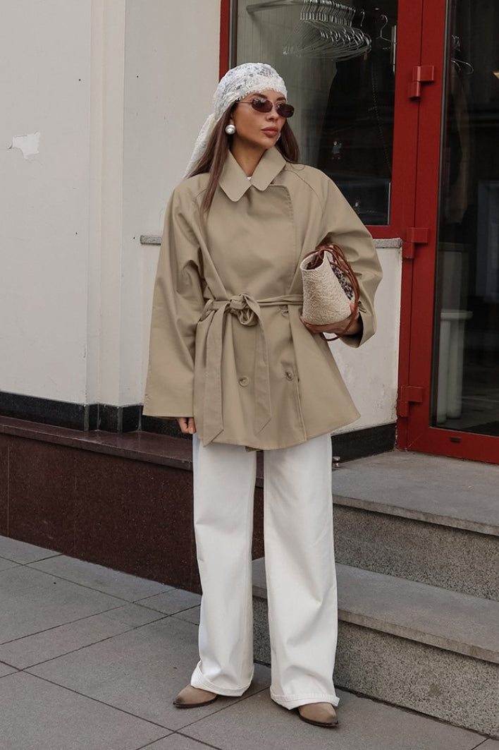 Jacket Damen mit Taillengürtel und weitem Schnitt | A&B - 2 - Annoboutique