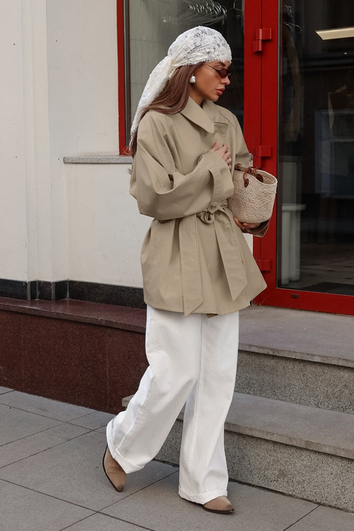 Jacket Damen mit Taillengürtel und weitem Schnitt | A&B - 3 - Annoboutique