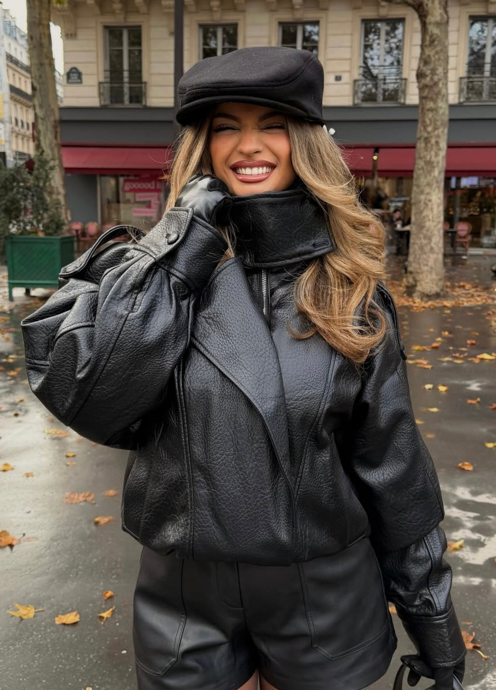 Damen Jacke im Oversized-Stil mit hohem Kragen und Steppdetails | A&B - 3 - Annoboutique