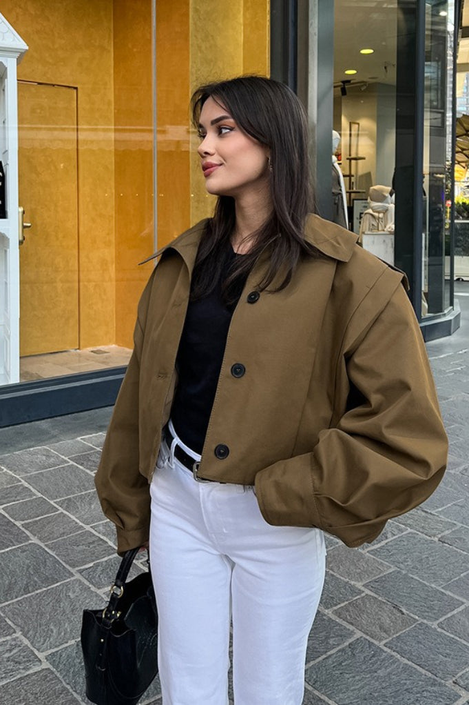 Damen Jacke mit weitem Schnitt und voluminösen Ärmeln | A&B - 2 - Annoboutique