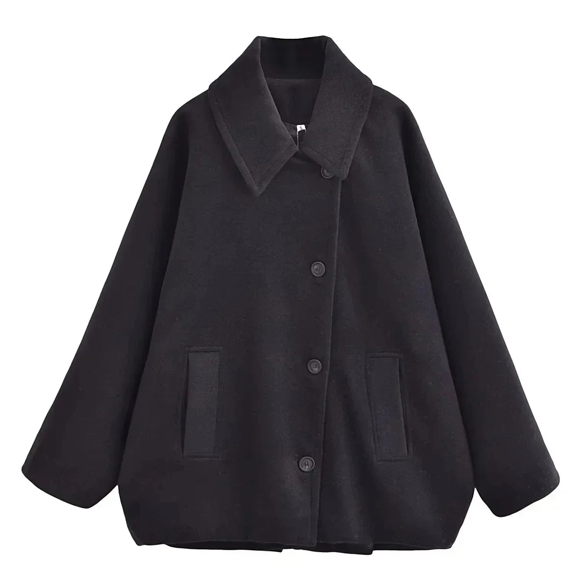 Damenjacke im Oversized-Schnitt mit breitem Revers und Knopfverschluss | A&B - 5 - Annoboutique