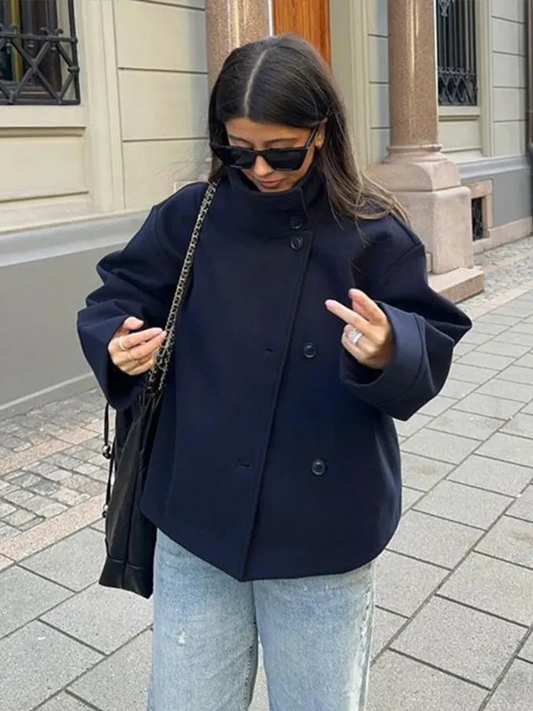 Damenjacke mit modernem Schnitt und hohem Kragen | A&B - 4 - Annoboutique