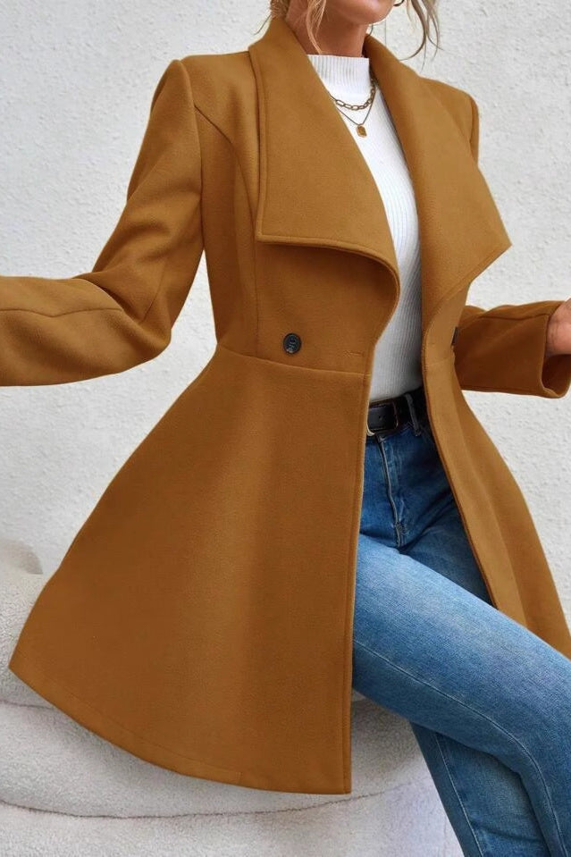 Damen Mantel mit Wasserfallkragen und taillierter Silhouette | A&B - 14 - Annoboutique