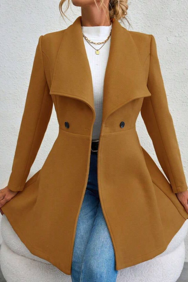 Damen Mantel mit Wasserfallkragen und taillierter Silhouette | A&B - 15 - Annoboutique