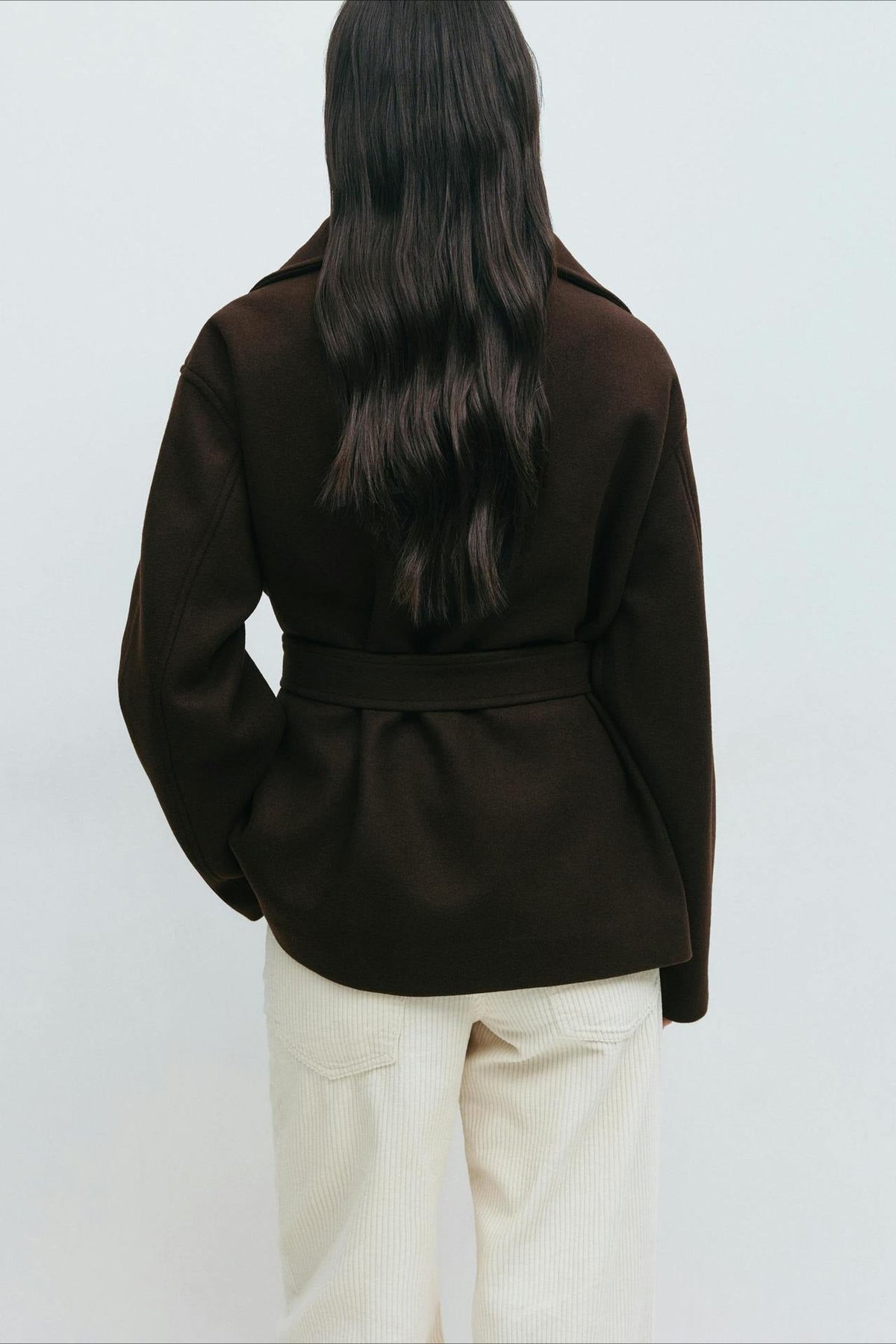 Damen Jacke mit hohem Kragen und Taillengürtel | A&B - 7 - Annoboutique