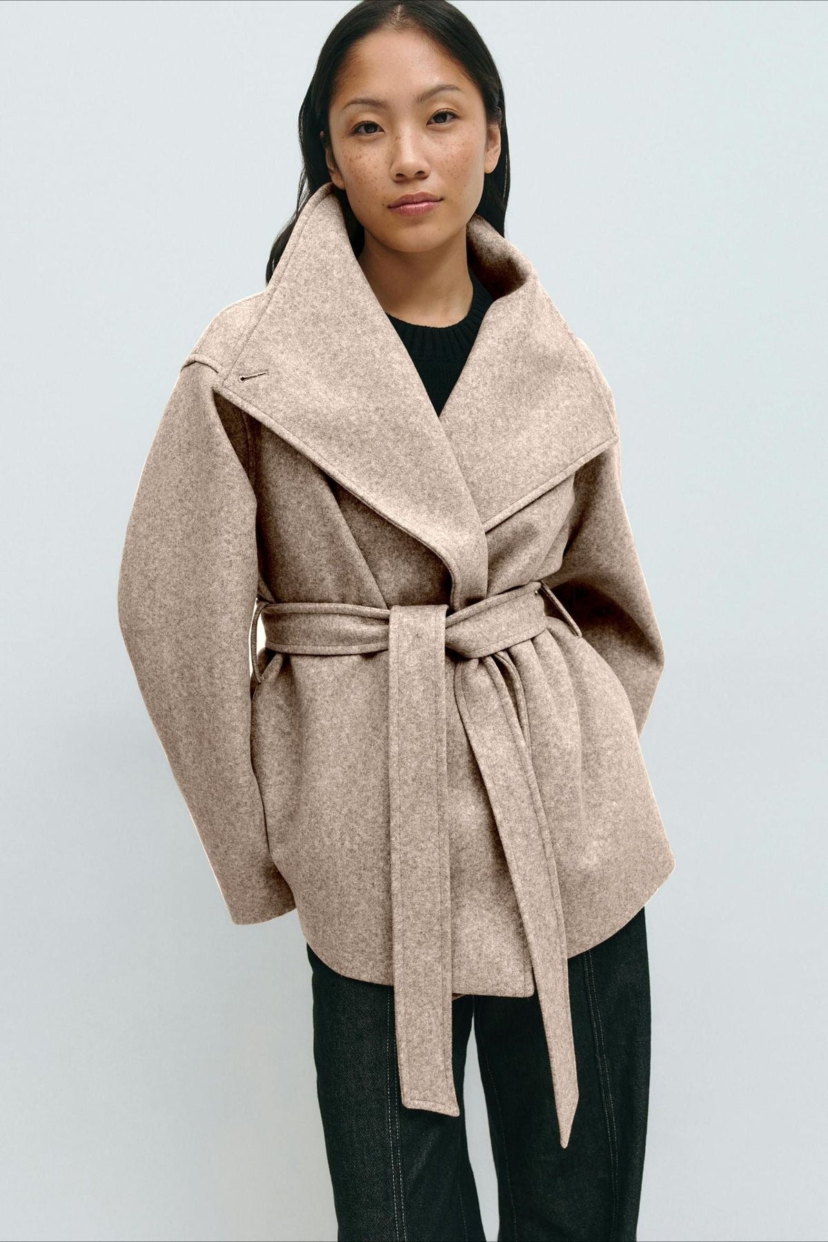Damen Jacke mit hohem Kragen und Taillengürtel | A&B - 13 - Annoboutique