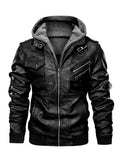 Herren Lederjacke mit Kapuze und praktischen Taschen | A&B - 4 - Annoboutique
