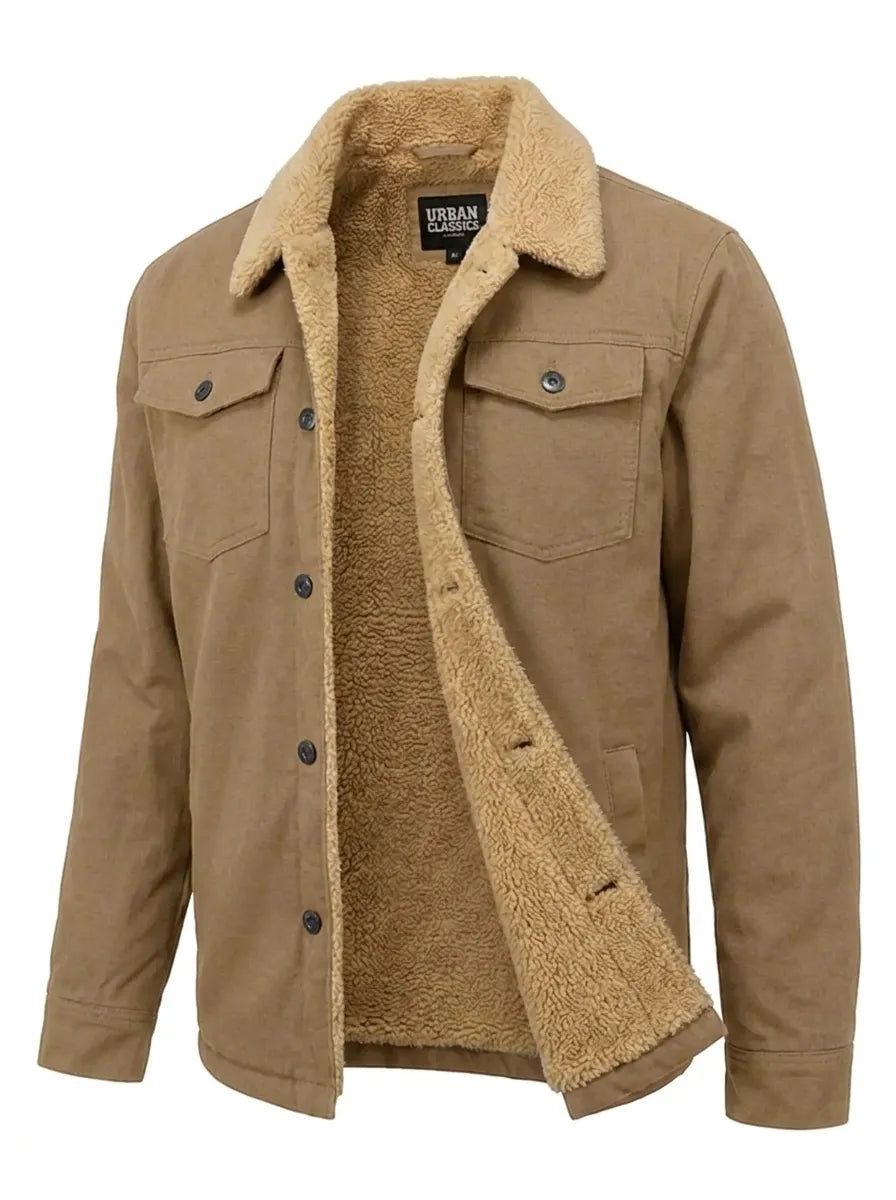 Moderne Herrenjacke mit Teddyfell-Kragen und praktischen Taschen | A&B - 6 - Annoboutique