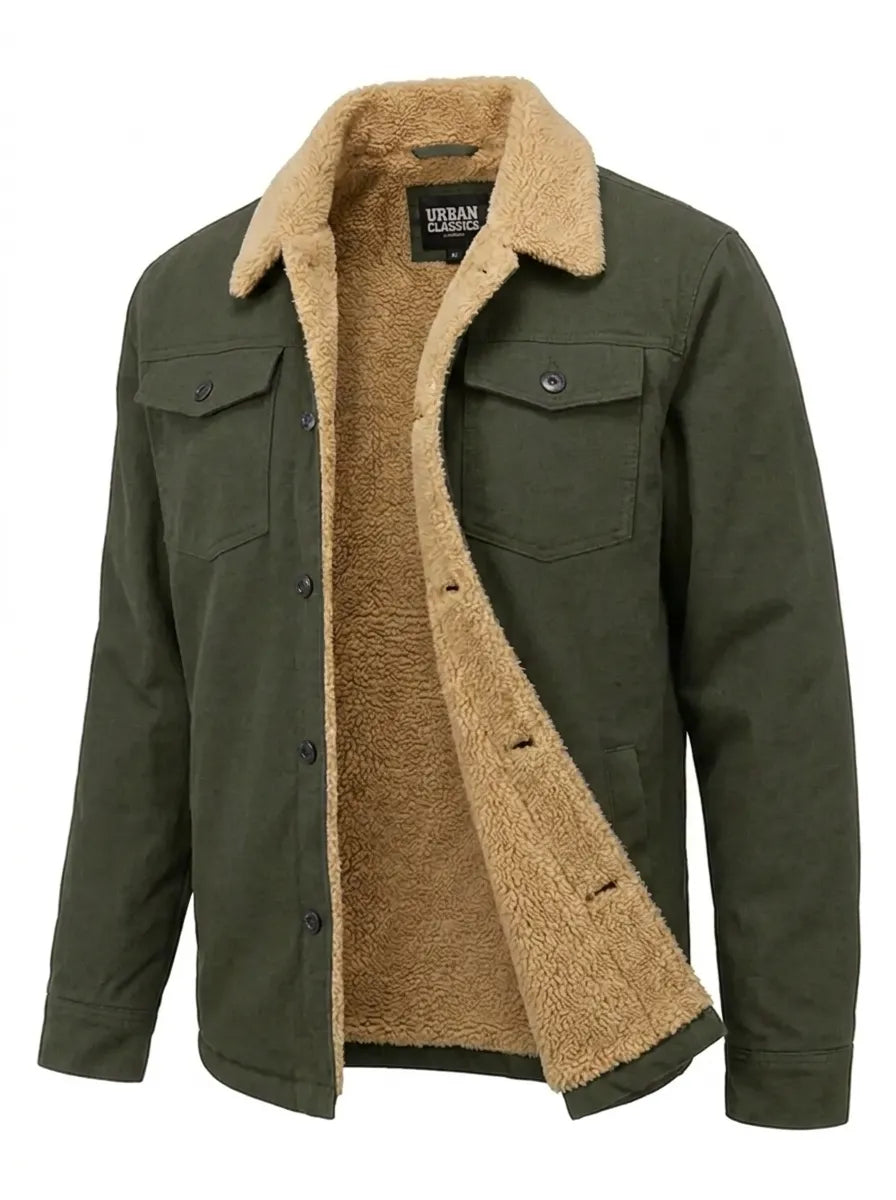 Moderne Herrenjacke mit Teddyfell-Kragen und praktischen Taschen | A&B - 7 - Annoboutique