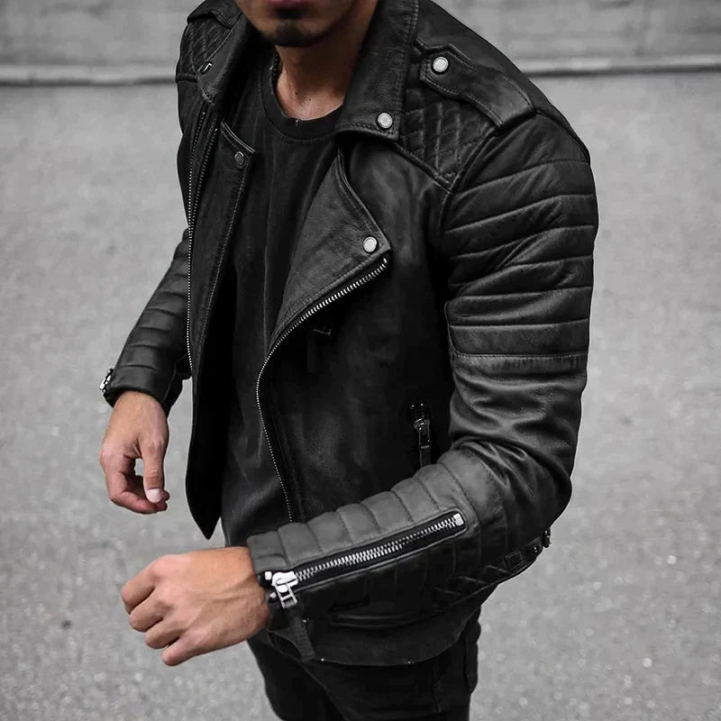 Herren Bikerjacke mit lässigem Schnitt und auffälligen Details | A&B - 1 - Annoboutique