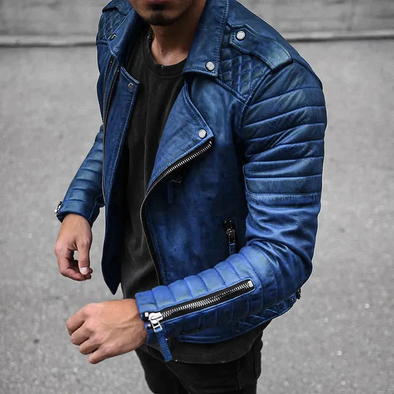 Herren Bikerjacke mit lässigem Schnitt und auffälligen Details | A&B - 2 - Annoboutique