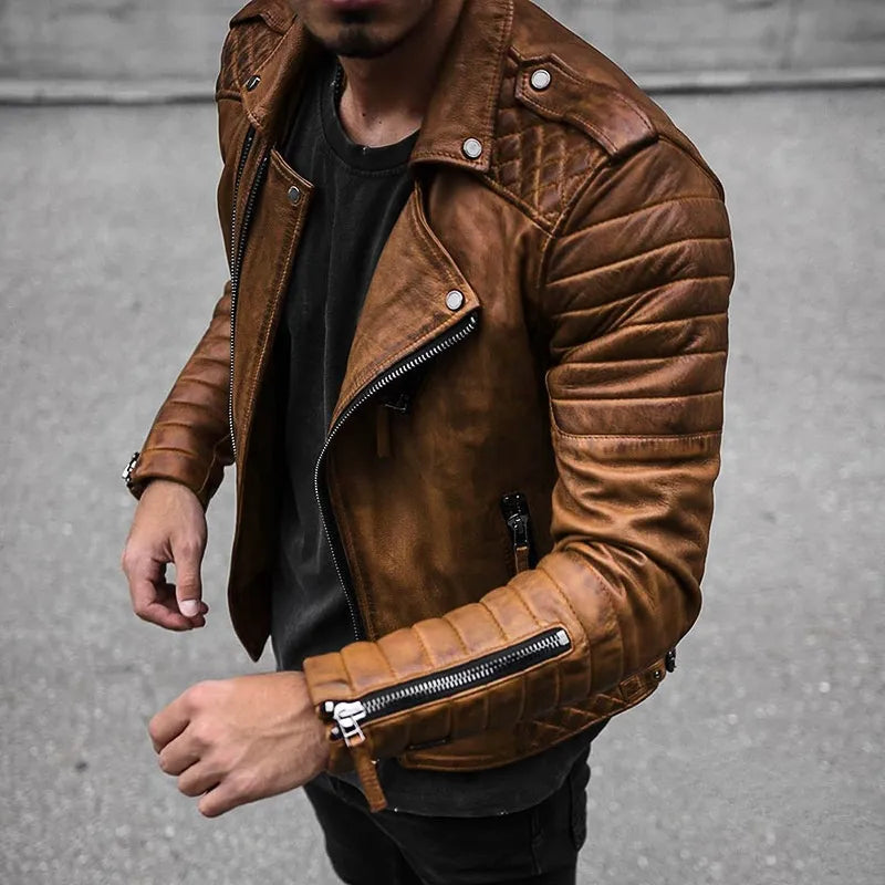 Herren Bikerjacke mit lässigem Schnitt und auffälligen Details | A&B - 3 - Annoboutique