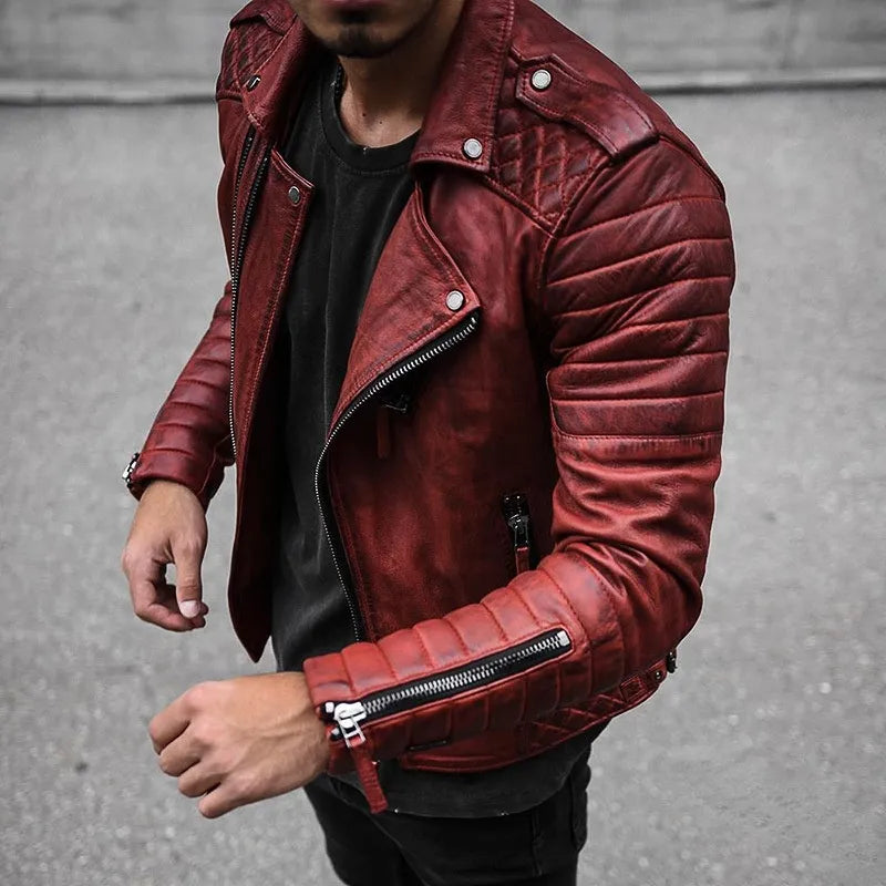 Herren Bikerjacke mit lässigem Schnitt und auffälligen Details | A&B - 4 - Annoboutique