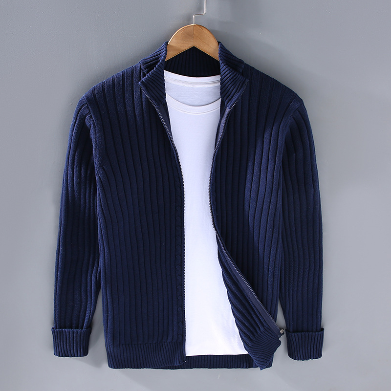 Herren Cardigan mit Stehkragen und strukturiertem Design | A&B - 4 - Annoboutique
