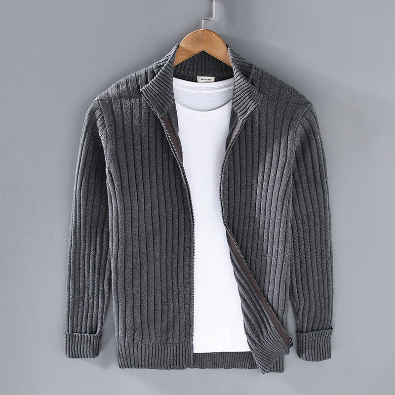 Herren Cardigan mit Stehkragen und strukturiertem Design | A&B - 5 - Annoboutique