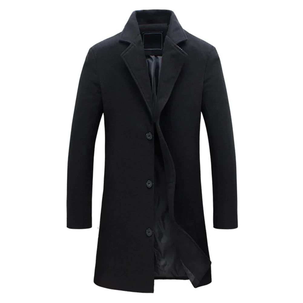 Herren Mantel mit klassischem Schnitt und praktischer Knopfleiste | A&B - 2 - Annoboutique