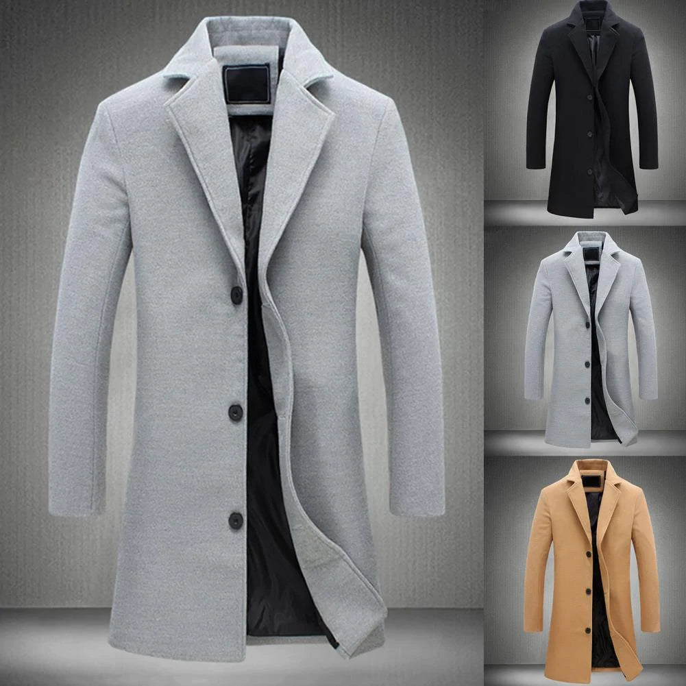 Herren Mantel mit klassischem Schnitt und praktischer Knopfleiste | A&B - 4 - Annoboutique