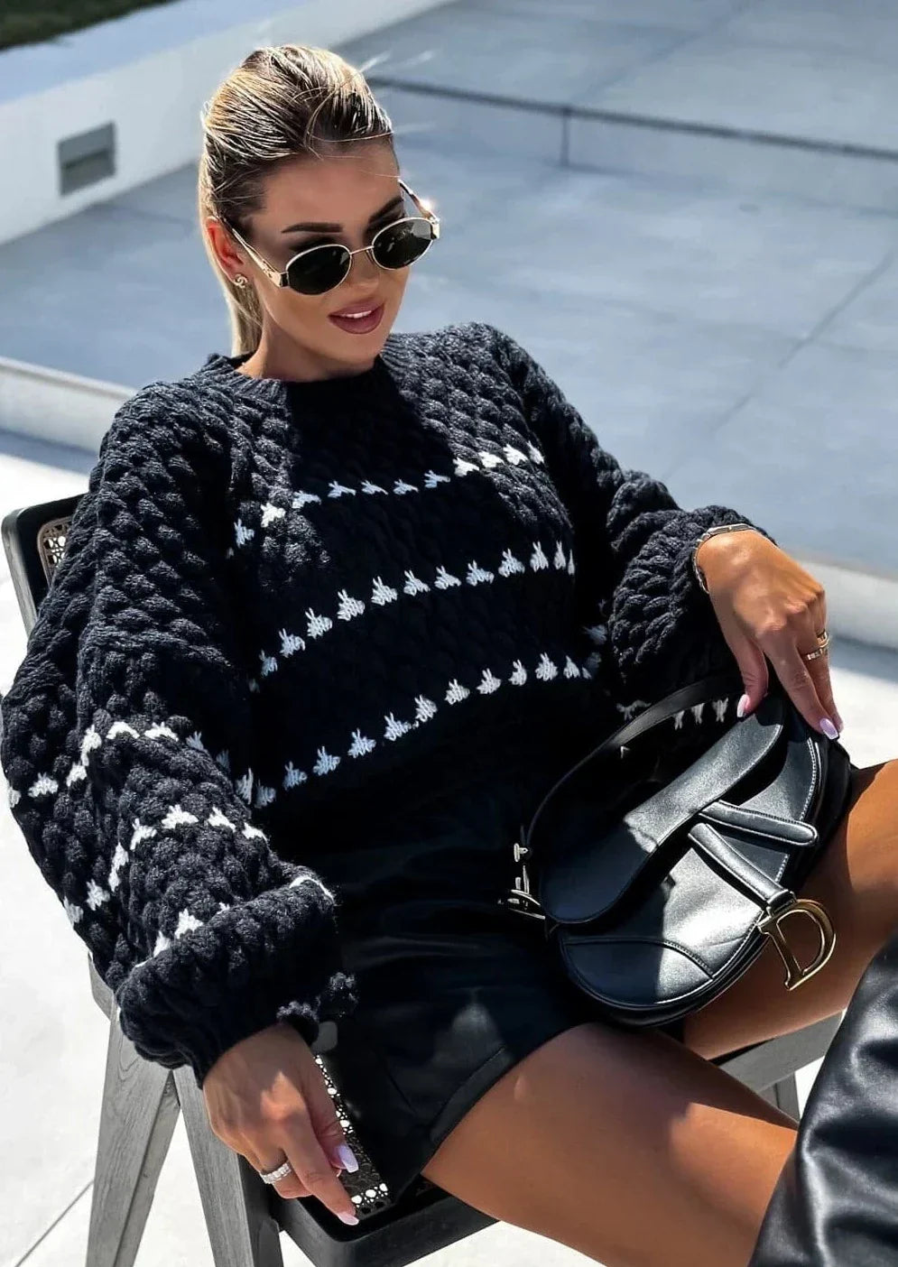Pullover Damen im lässigen Oversized-Schnitt mit weitem Arm | A&B - 7 - Annoboutique