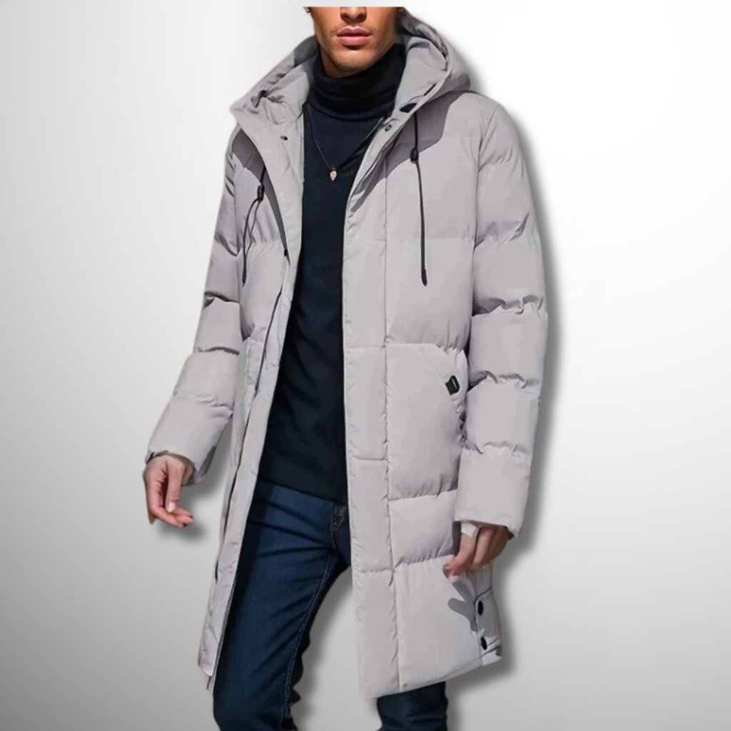 Moderne Herren Parka Jacke mit Kapuze und langen Schnitt | A&B - 1 - Annoboutique