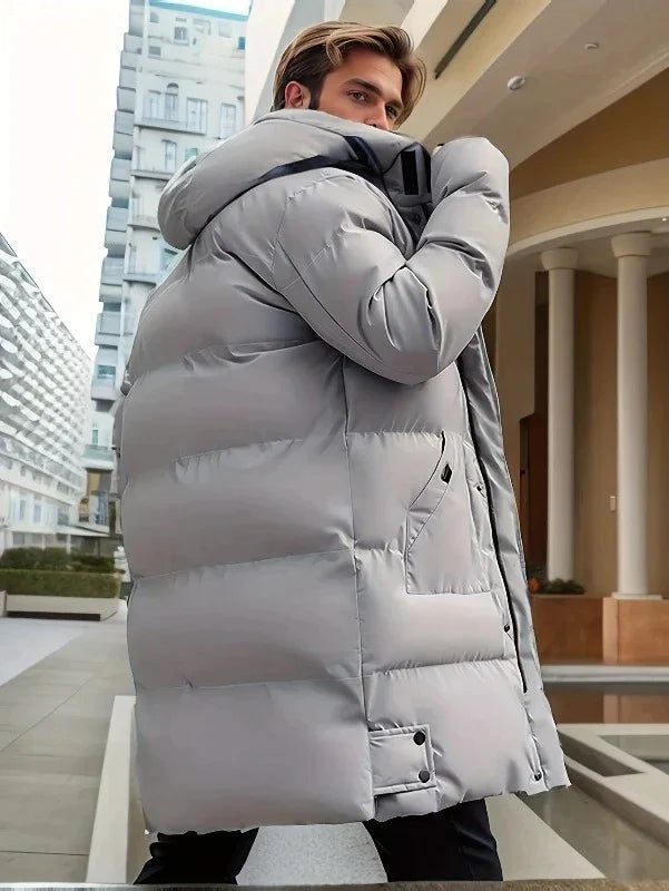 Moderne Herren Parka Jacke mit Kapuze und langen Schnitt | A&B - 3 - Annoboutique