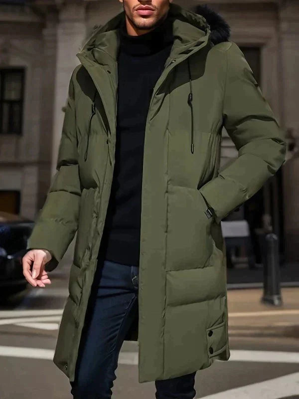 Moderne Herren Parka Jacke mit Kapuze und langen Schnitt | A&B - 6 - Annoboutique