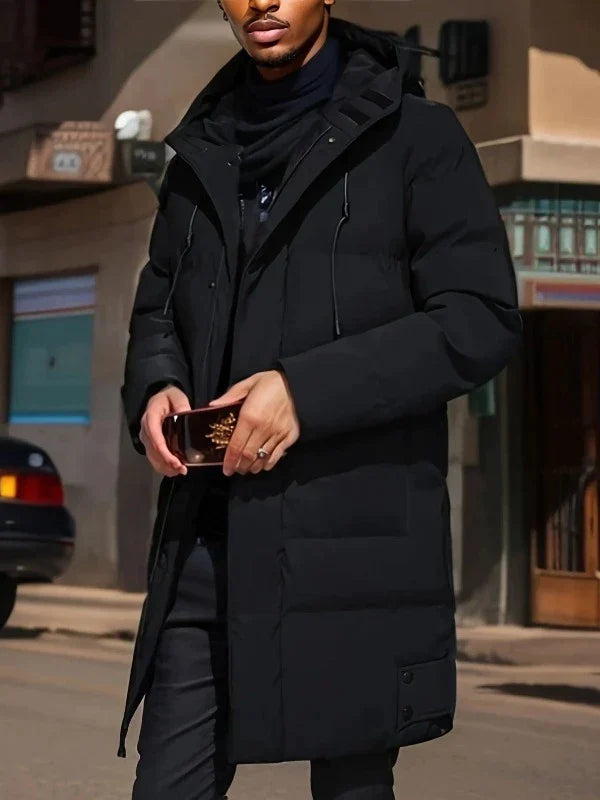 Moderne Herren Parka Jacke mit Kapuze und langen Schnitt | A&B - 8 - Annoboutique