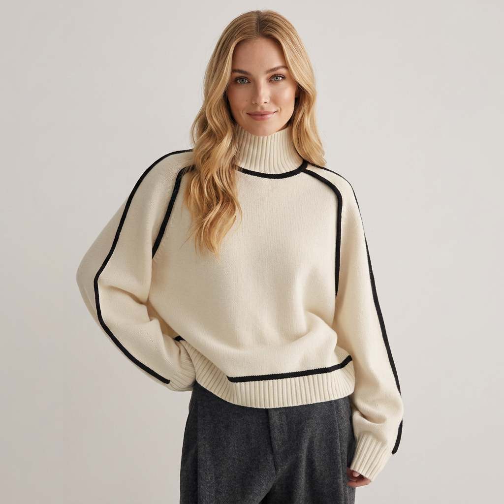 Pullover Damen mit modernem Stehkragen und lässigem Schnitt | A&B - 1 - Annoboutique