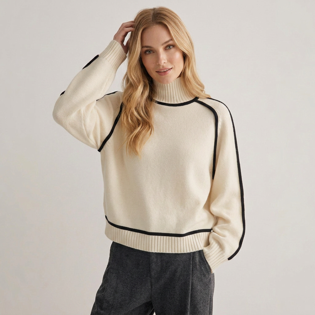Pullover Damen mit modernem Stehkragen und lässigem Schnitt | A&B - 2 - Annoboutique