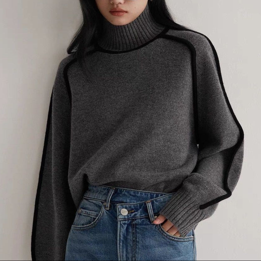 Pullover Damen mit modernem Stehkragen und lässigem Schnitt | A&B - 3 - Annoboutique
